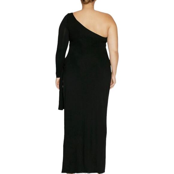Naked Wardrobe NWT One Shoulder Side Cutout & Slit Maxi Dress Sz 1X - Picture 3 of 10